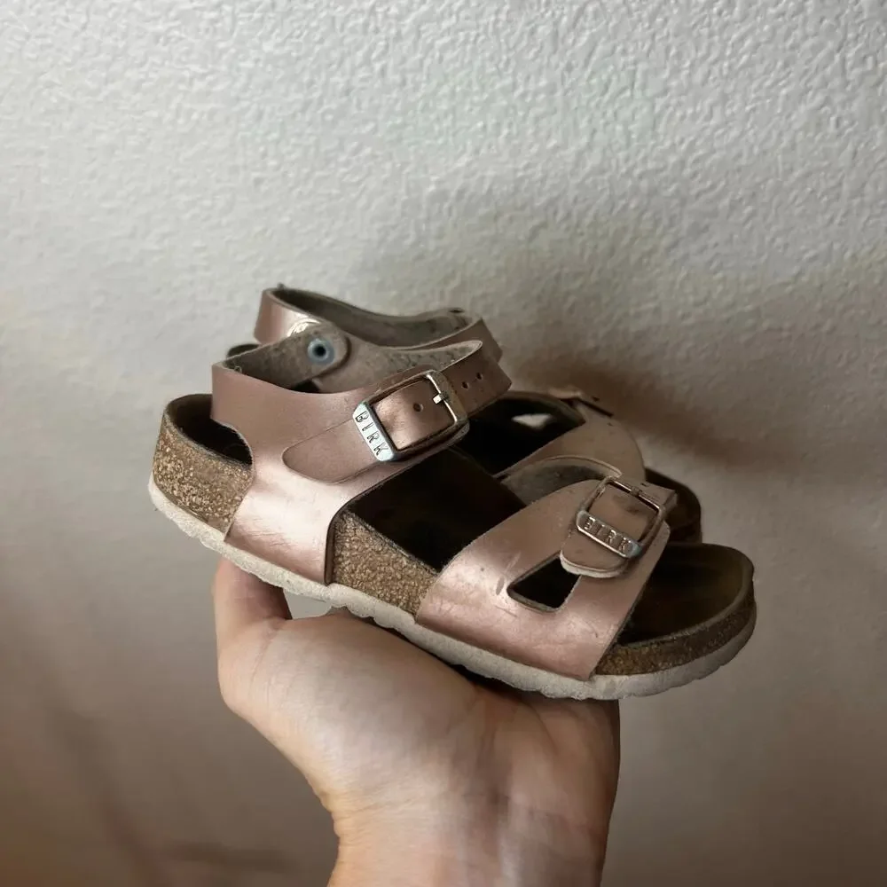 Birkenstock Rio sandals in rose gold and white sole 25 / C7